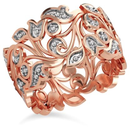TJC Sterling Silver Leaf Vine Ring for Women 925 Nature Inspired Wide Band | Statement Thumb Ring with Diamond Accent, Ladies 925 Sterling Silver Ring, Nature Inspired, Gift for Her