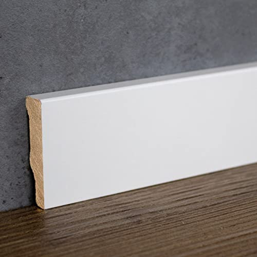 PROVISTON Battiscopa | profilo angolare | 10 x 40 x 2500 mm | MDF laminato | bianco | annuale RAL 9016 | battiscopa classico | 2,5 metri
