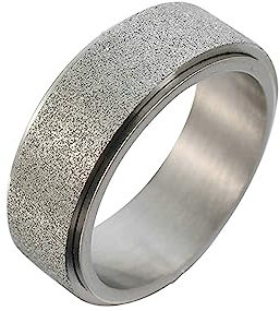 Ayoiow herr meditationsring löftesringar för flickvän titan 8 mm ringar svart/silver spinner fidgetringar, Silver