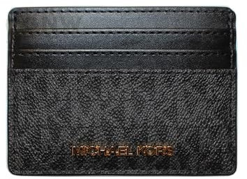 Michael Kors Jet Set Travel Large Card Case Holder MK Print Saffiano Leather (nero), Nero