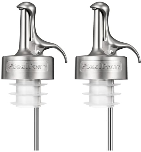 SealPour Oil Pour Spout, Olive Oil Spouts, Dispenser Pour Spouts for Bottles, Plastic-free, Leak Proof, Vinegar,Wine and Sauce for Kitchen and Bar Accessories-2PCS