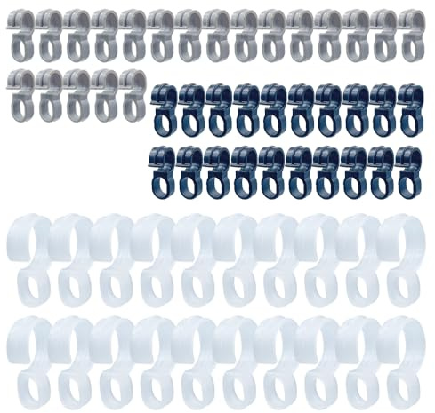 ONEBO 60 Stück Kunststoffe Haken,Kleiderhaken rutschfest,Winddicht Kleiderbügel Abstandshalter,Anti-Off-Aufhänger Befestigungsschnalle,für Badezimmer,Schlafzimmer,Küche(1.1cm+2.2cm)