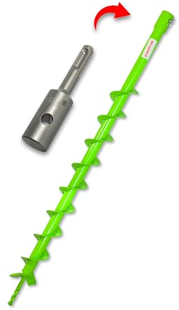 WERHE Coclea di terra per macchina perforatrice con adattatore SDS Plus ⌀50 mm, lunghezza 80 cm - Coclea per pozzi, impianto di alberi, coclea per fori di terra, coclea per pali, Punta precisa
