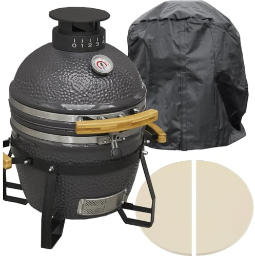 Kamado Barbecue en céramique 40 cm Fumoir et accessoires pour pizza au charbon et bois