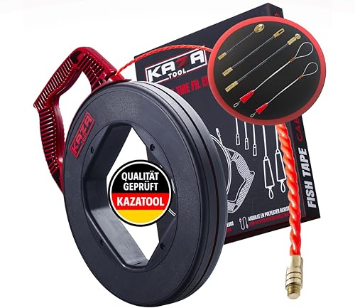 Guia Pasacables Profesional de Poliéster, Pasa Cables Eléctrica, Trenzada Ultra Resistente, 40 Metros Φ 4.5mm, Electricista, Para Pasa Cabos, con 5 Adaptadores Incluidos, Herramienta para Cableado