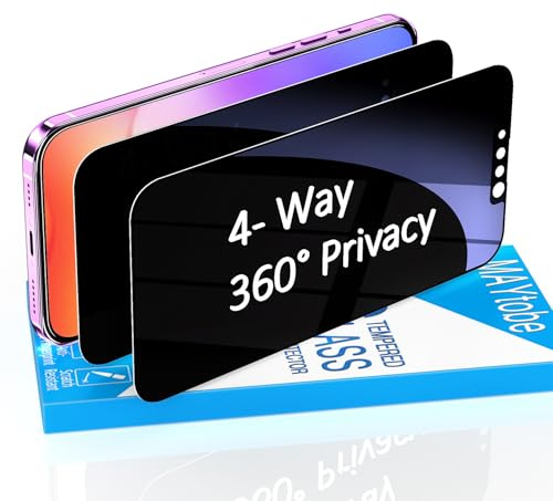 MAYtobe 360 Grad Panzer Sichtschutz Glas für iPhone 13, 13 Pro, iPhone 14