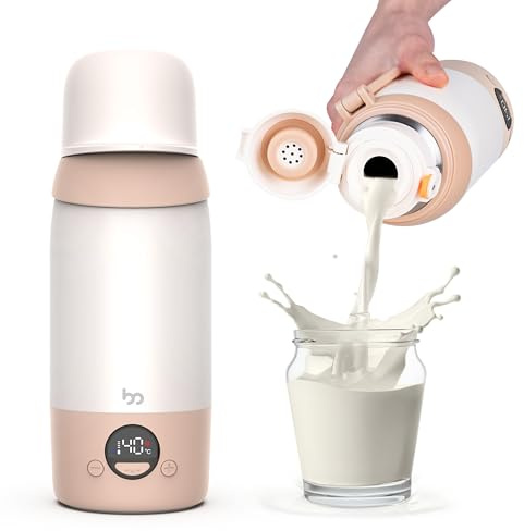Calienta Biberones Portátil, Calentador Biberon Portatil, Calentador de Biberones Recargable USB, 500 milímetros de Capacidad Calienta Agua Rápido (beige)