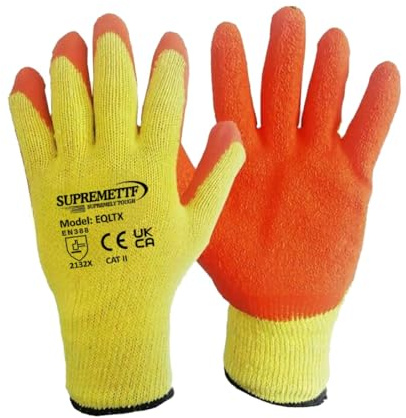 Supreme TTF 240 Pair Palm Latex Coated Orange Rubber Work Gloves Mens Safety Builders Gardening Scaffolding Mens Safety Gloves Wholesale (XL)