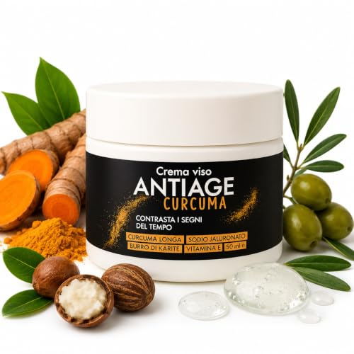 Anti-Falten-Gesichtscreme mit Kurkuma und Vitamin E – feuchtigkeitsspendend und regenerierend mit Sheabutter – Anti-Aging für trockene und fettige Haut – Damen und Herren – 50 ml