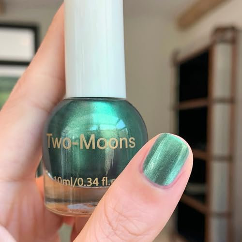 Metallic Nail Polish - Dark Green Nail Varnish - Air Quick Dry Green Nail Varnish - Mermaid Shell Pearl Nail Polish - High Glossy Emerald Green Nail Paint For Women Girls Manicure DIY
