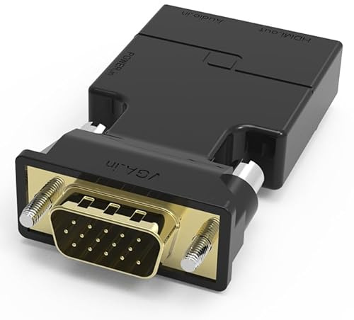 DUSTEWQ VGA-zu-HDMI-Adapter-Konverter mit Audio, VGA-Stecker auf Buchse, HDMI-Video-Dongle-Adapter, kompatibel mit Computer, Laptop, Projektor