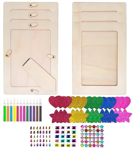 DAOOZHU 6 st bildramar 20x15 cm DIY kreativt set for barn med diamanter och 3D klistermarken