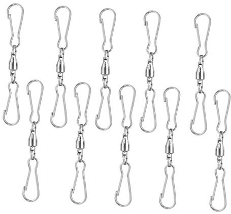 TOYANDONA 10pcs Stainless Steel Rotating Wind Chime Hooks Swivel Hooks for Hanging Windsocks Outdoor Use