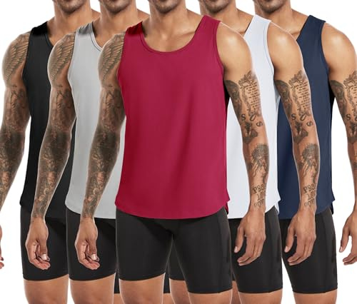 Boyzn 1, 3 eller 5-pack herrtanktoppar bomull ärmlösa t-shirts andas muskelskjortor armhålor gym funktionell skjorta träning linne sport undertröja bodybuilding ärmlös t-shirt skjortor, 5-pack svart