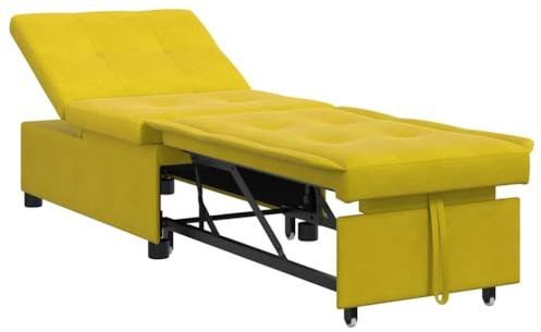 vidaXL Sofá Cama 3 En 1 Amarillo Terciopelo Ajustable Sillón para Sala de Estar Cuarto de Huéspedes Diseño Compacto Sofá Convertible Muebles Modernos
