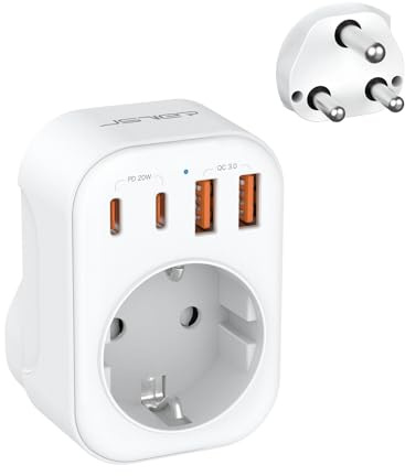 Reiseadapter für Südafrika,Steckdosenadapter Typ M Südafrika Deutschland Reisestecker Adapter mit 2 USB A &2 USB C(PD 20W) Kompakt Travel Adapter für Namibia,Lesotho, Mosambik(Weiß)