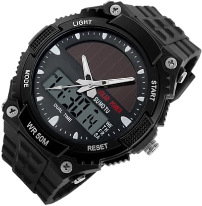 Genérico Relojes Solares para Hombre Digital Multifuncional de muñeca