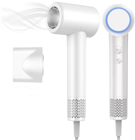 SOVARC Profi Ionen Föhn Haartrockner Anti-Frizz, Selbstreinigend + Magnetdüse, 1500W 105.000 U/min, Leicht 460g Reiseföhn Weiß