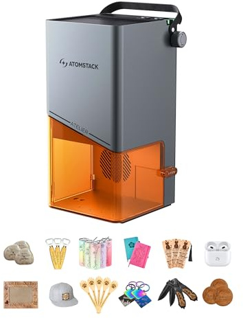 ATOMSTACK Atelier L1 Laser Graviermaschine 12W, 4000mm/s Hochgeschwindigkeit, Intelligente Kamera, Klasse 1 Zertifiziert, Tragbarer Laser Cutter für Holz, Metall, Leder, DIY Projekte & Schmuck