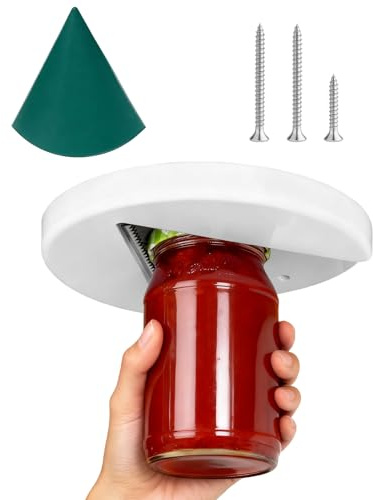 Apriscatole in vetro e apribottiglie, in acciaio inox migliorato per anziani, aprivetro con una sola mano, ideale per anziani e mani deboli o mani artritiche, 18 cm