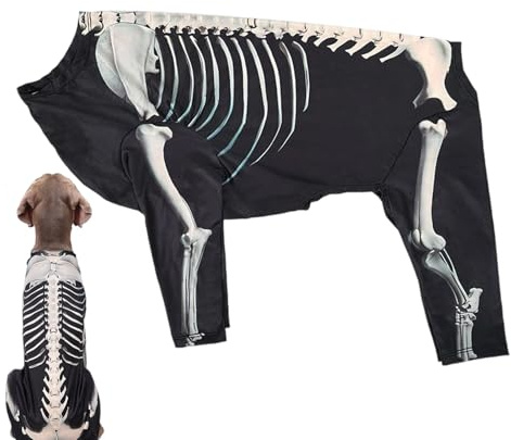 Arroopu Costume di Halloween per cani, costume da scheletro per cani di taglia grande, traspirante, per autunno, cosplay, vacanze, Ringraziamento