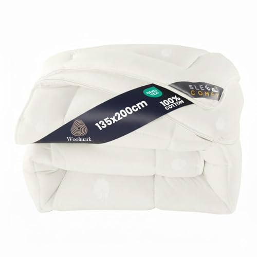 Sleep Comfyaus 3-i-1 året runt-filt av 100 % australisk ny ull, allergivänligt och lätt ulltäcke 135 x 200, Oeko-TEX certifierad