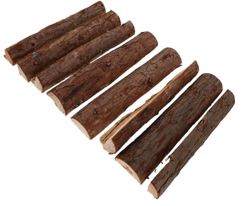BAZEITFLOW 8 Piezas Troncos Decorativos de Madera Natural para Chimenea y Jardín Resistentes la Intemperie Leña Seca para Decoración de Fogatas y Accesorios de Invierno