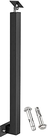 Barandilla de metal negro ajustable for escalera - Barandilla de acero resistente con pasamanos de madera for uso en interiores y exteriores(Black Spindle Height 120cm/47.2in)
