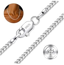 Dochais Collier Femme Argent 925 Largeur 1mm/2mm Chaine Argent Femme 925 Massif Longueur 41/46/51/56 cm Chaine Collier Cadeaux