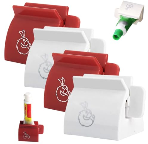 Paquete de 4 exprimidores de tubo de pasta de dientes, linda herramienta dispensadora manual de pasta de dientes para niños y adultos, rodillo de tubo de plástico para baño, cocina, viajes, decoracio