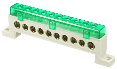 QUARKZMAN Barra Di Terra A Terminali, 10 Posizioni Barra A Terminali A Vite In Ottone, Blocco Di Terra 9x14mm Per Apparecchiature Elettriche, Quadro Di Distribuzione, Verde