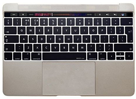 MiNGFi Englisch QWERTY 2016-2020 MacBook Tastaturschutz, EU/ISO, Schwarz | Für MacBook Pro 13 A1706/A1989/A2159 (2016-2020), Pro 15 A1707/A1990 (2016-2019), Virtuelle Esc-Taste, Silikon