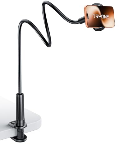 TRYONE Schwanenhals Handyhalter, Handy Halterung für Bett - Flexible Arm verstellbare Bett für iPhone 16 15 14 13 Pro XS Max XR X 8 7 6S Plus, Samsung S10 S9 S8 S7, 4-6,5 Zoll Handys, 70cm