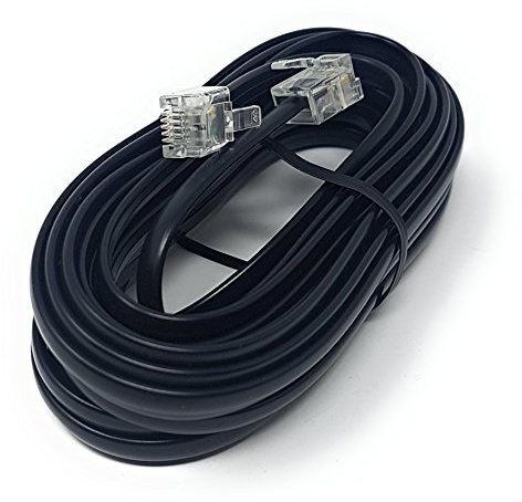 Maincore - Cavo ADSL piatto ad alta velocità per modem, cavo da RJ11 a RJ11 (disponibile in 1 m, 2 m, 3 m, 5 m, 10 m, 15 m, 20 m, 30 m), colore nero 10 m Nero