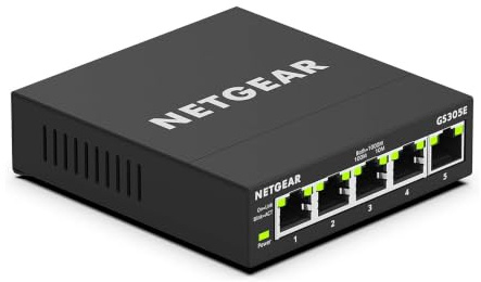 NETGEAR 5-Port Gigabit Ethernet Easy Smart Managed Essentials Switch GS305E - Desktop or Wall Mount, Home Network Hub, Office Ethernet Splitter