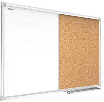ALLboards Kombitafel 2 in 1 Magnettafel & Kork-Pinnwand mit Aluminiumrahmen 90x60cm Korktafel Whiteboard