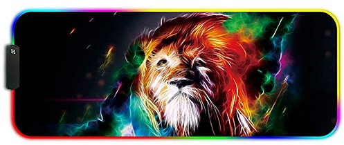 DORRISO RGB Gaming Mouse Pads Large XL 800x300x3 mm Led Mousepad Anti-Slip Rubber Base Computer Keyboard Mice Mat for PC Laptop Desk Gaming Mouse Mats Lion
