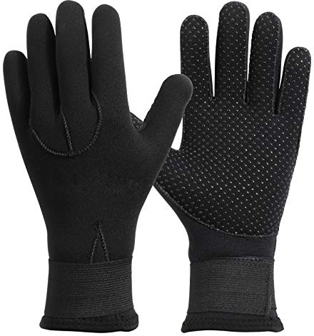 QKURT 3mm Neoprenhandschuhe, Thermohandschuhe Anti-Rutsch-Handschuhe Elastische Tauchhandschuhe für Männer Frauen Tauchen, Surfen, Kajakfahren, Schnorcheln, Segeln, Bootfahren