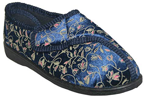 footloose.shoes Ladies Fully Washable Diabetic Touch Fastening Strap Shoe Slipper Sizes 3-8