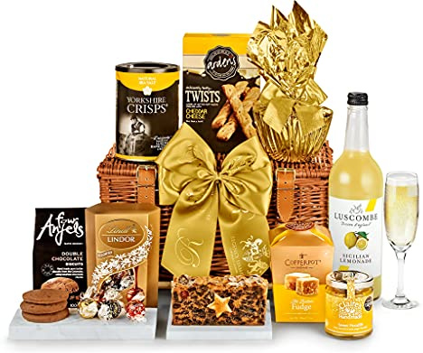 Gourmet Non-Alcoholic Gift Basket - Highbury Alcohol-Free Hamper with Sicilian Lemonade, Chocolate Truffles, Cheese Twists, Fruit Cake - Teetotal Gift Baskets for Celebrations, from Regency Hampers
