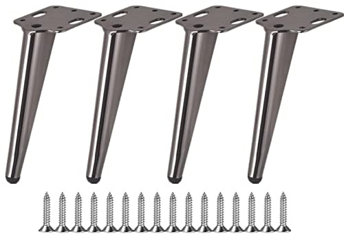 4 patas de metal gris oscuro brillante, pie de sofá moderno, pie de 18 cm para mesa baja, mueble TV, armario de baño con tornillos+protección del suelo+base silenciosa antideslizante