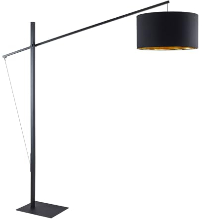 Arcchio Lampadaire Mossa (Moderne) en Noir Métal e. a. pour Salon & Salle à manger (1 lampe,à E27), arqué lampadaire arc lampe sur pied de salon éclairage