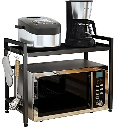 Rastrelliera per forno a microonde allungabile, supporto per mensola per forno a microonde regolabile in altezza per appendere Organizzatore di stoccaggio da cucina portante 25 kg(40/64*45*36,5 cm