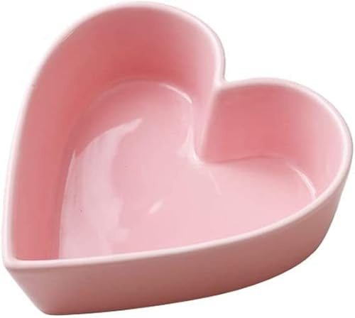 Cute Heart Shaped Ceramic Bowl Salad Bowl Dessert Bowl Snack Bowl. (5 Inch,Pink-2pcs)