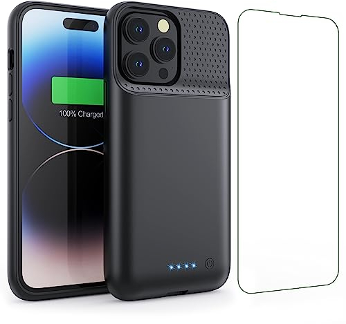Akkuhülle für iPhone 14 Plus/14 Pro Max/13 Pro Max, 8600mAh Smart Battery Case Zusatzakku Ladehülle, Abnehmbare Tragbare Handyhülle Akku, Powerbank Hülle für iPhone 13Promax/14Plus/14Promax 6,7 Zoll