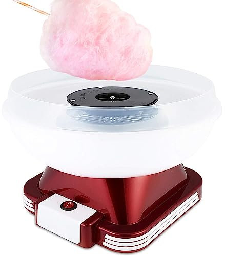 UZIAH Macchina per Zucchero Filato, Macchina per Zucchero Filato Elettrica Rossa per Uso Domestico da 500 W per Compleanni E Feste Regalo Dolce