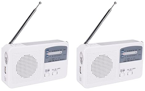 TYREE 2X Emergency Radio with Solar and Hand Crank Self Powered, Battery USB FM/AM Radio LED Flashlight Phone Charger