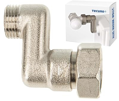 tecuro S-Connection Radiateur 30 mm réglable en hauteur avec cône Euro DN 15 (1/2) mâle x DN 20 (3/4) écrou raccord laiton nickelé AGS-30