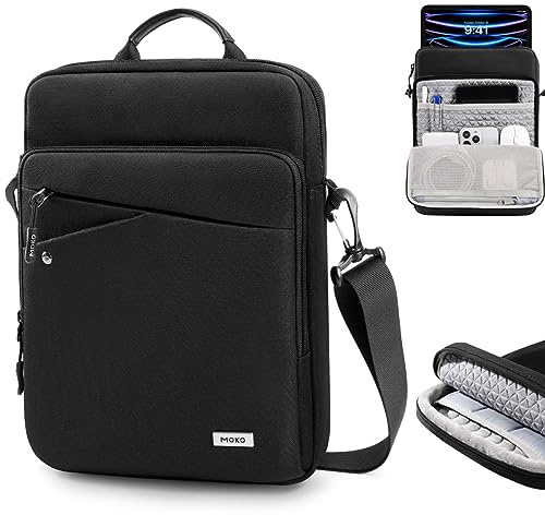 MoKo Tablet Tasche 13 Zoll, Tragetasche Schutzhülle mit Schultergurt Kompatibel mit 13 Zoll iPad Pro M4 2024, 13 Zoll iPad Air M2 2024, iPad Pro 12,9 M2 2022-2018, Galaxy Tab S9/S8 Plus 12,4, Schwarz