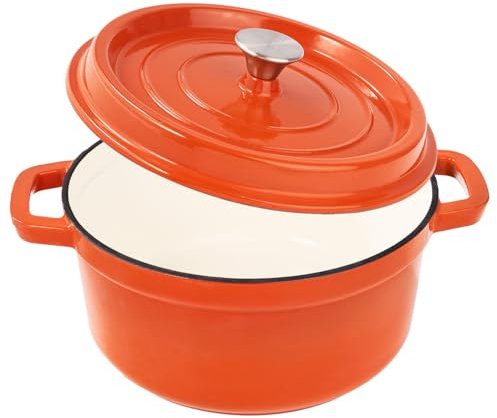 Pentola da forno olandese da 6,5 litri con coperchio, in ghisa smaltata antiaderente, per cuocere il pane, resistente, adatta al forno, pentole in ceramica fino a 260 °C per cottura, brasatura